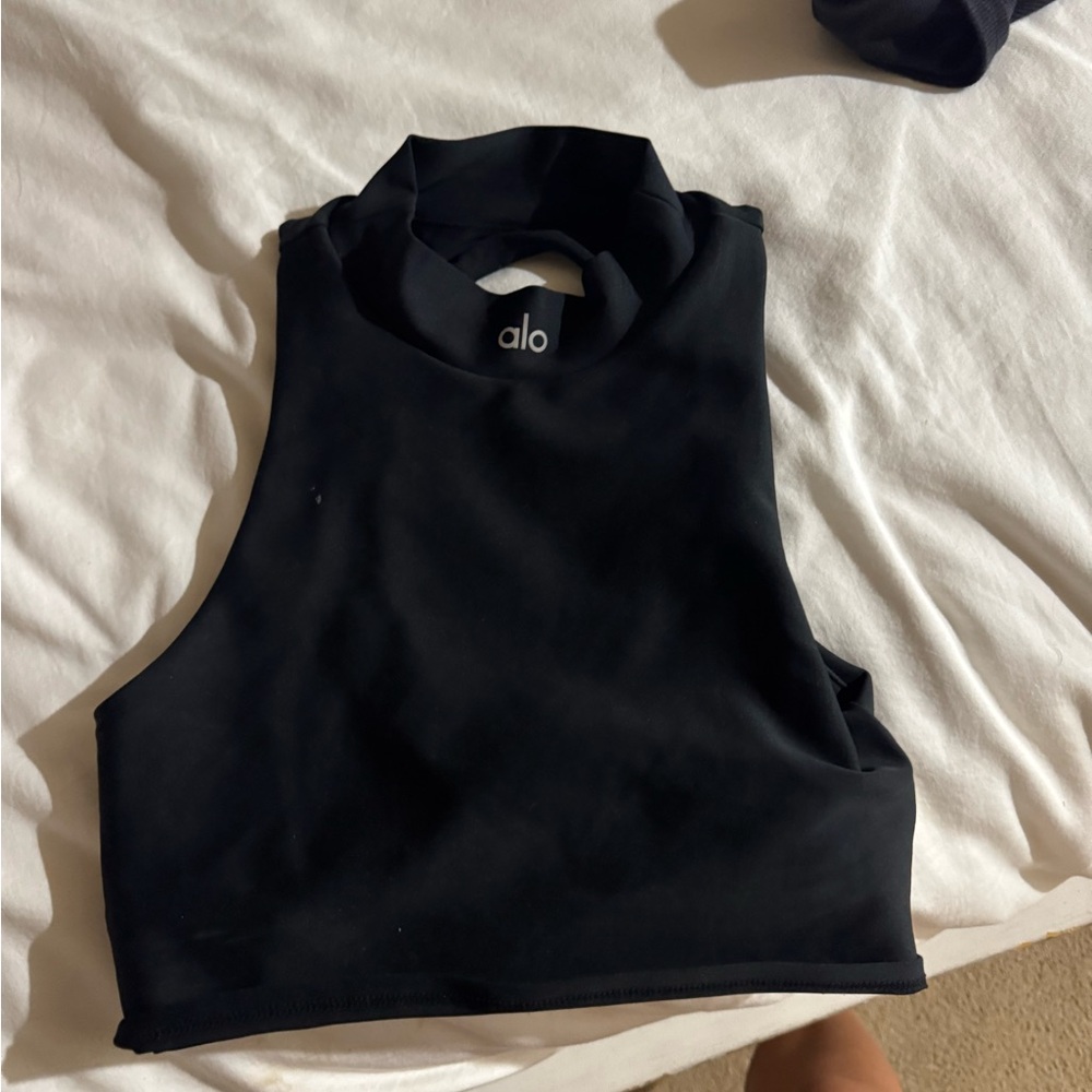 ALO Yoga Sleek Black Crop Top